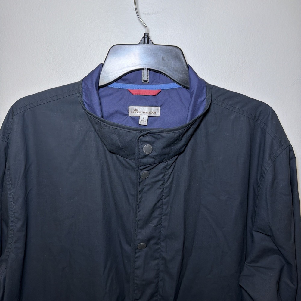 Peter Millar Mens LARGE Harrison Field Jacket Navy Blue Outdoor Water Resistant - Picture 2 of 15
